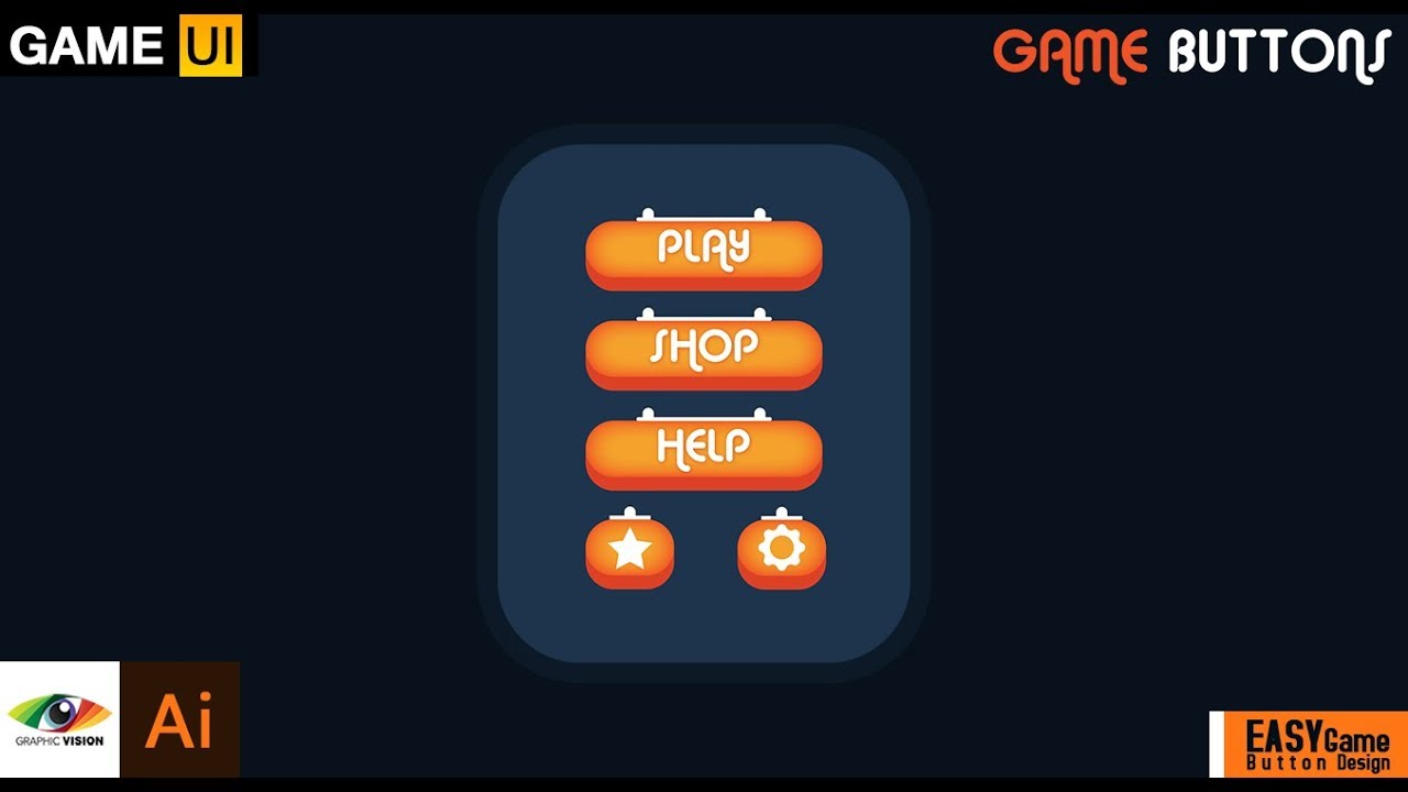 How to create super easy game buttons UI design (Mobile Game Menu)