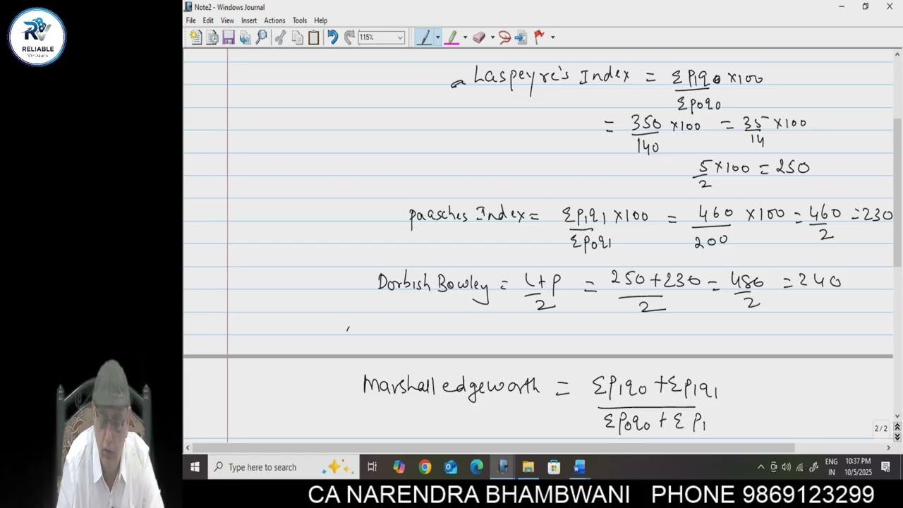 maths2 syjc index numbers lec 9 Q16 totals are given