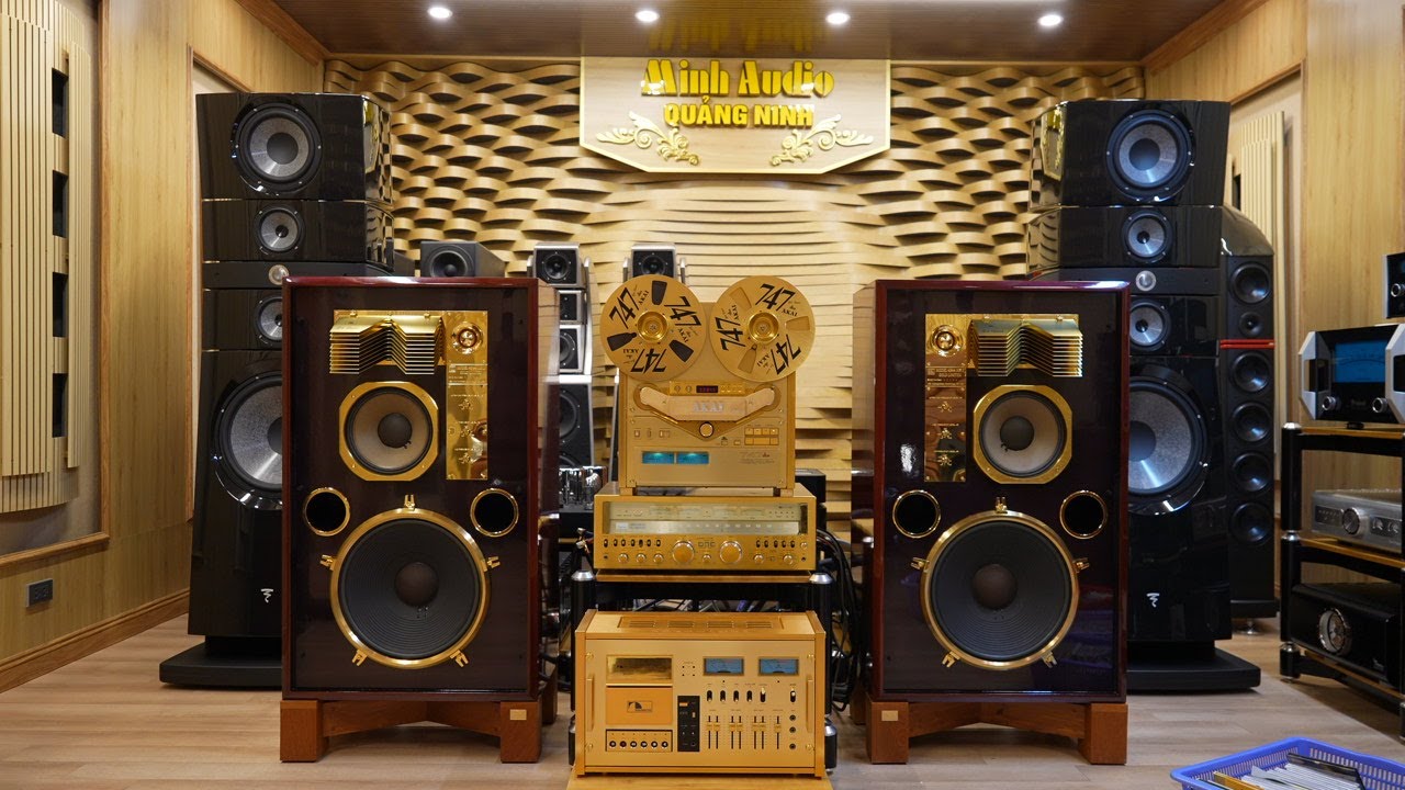 Test bộ 4 Mạ vàng siêu đẹp.loa jbl 4344mk2.amly Sansui G9000DB.Đầu cối AKAI 747dbx.nakamychi 1000.