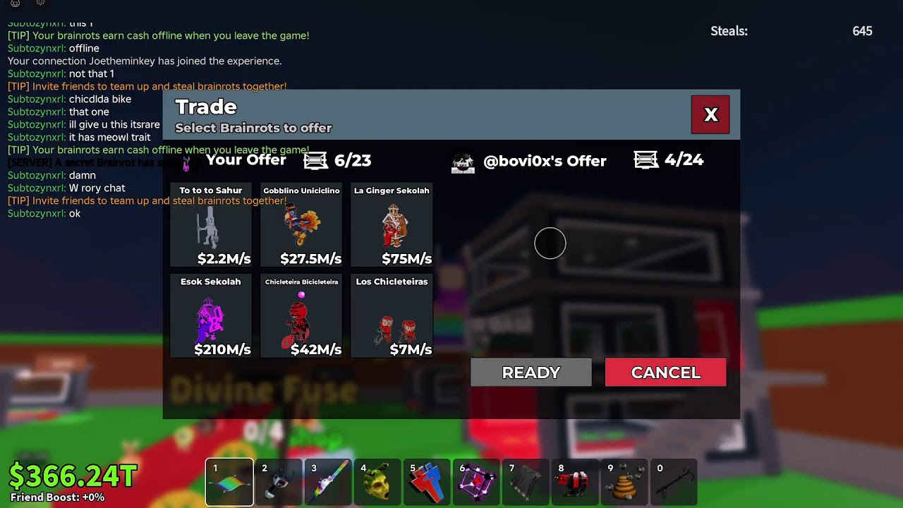trading in steal a brainrot