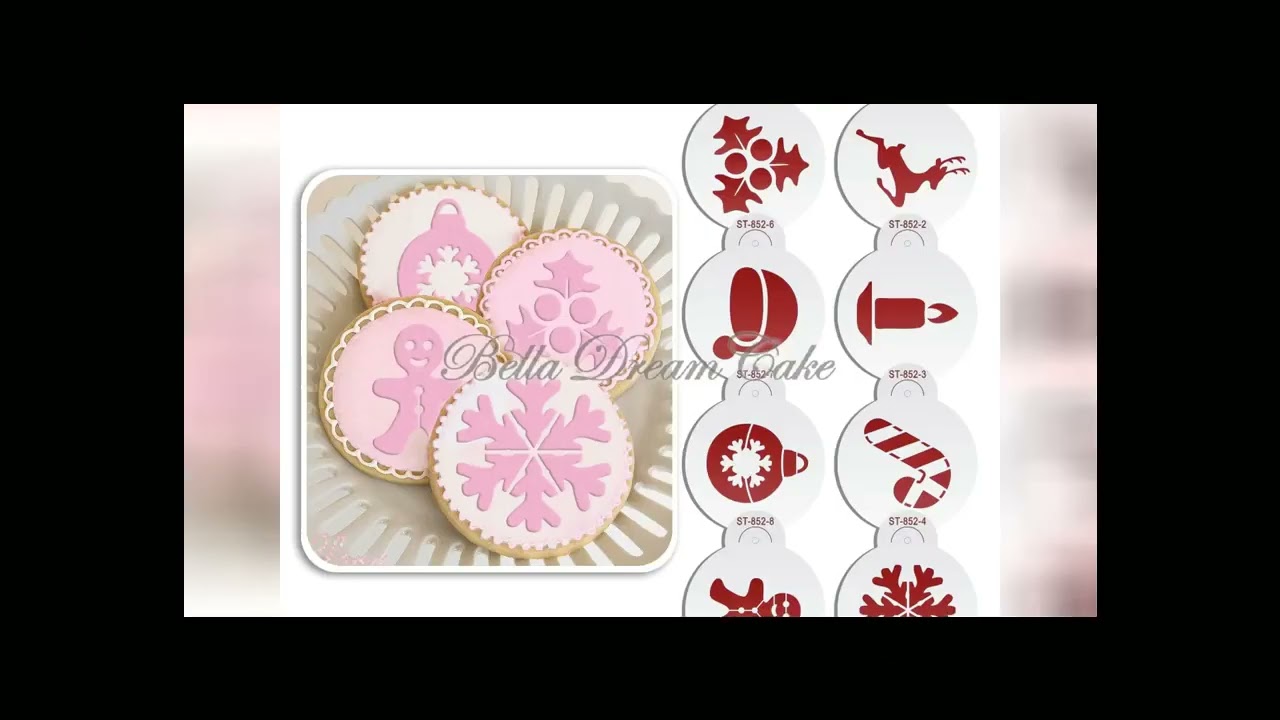 8pc Merry Christmas Gift Socks Design Cookies Stencil Coffee template Stencils Fondant sugarcraft Ca