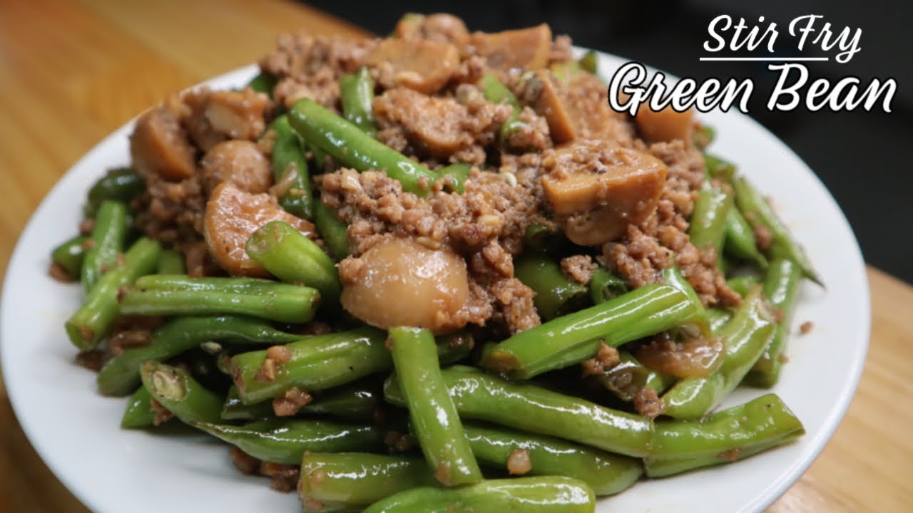 Stir Fry Green Bean With Pork And Mushroom