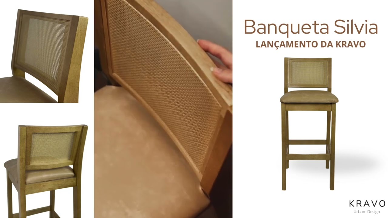 Banqueta Silvia Amêndoa Couro Bege