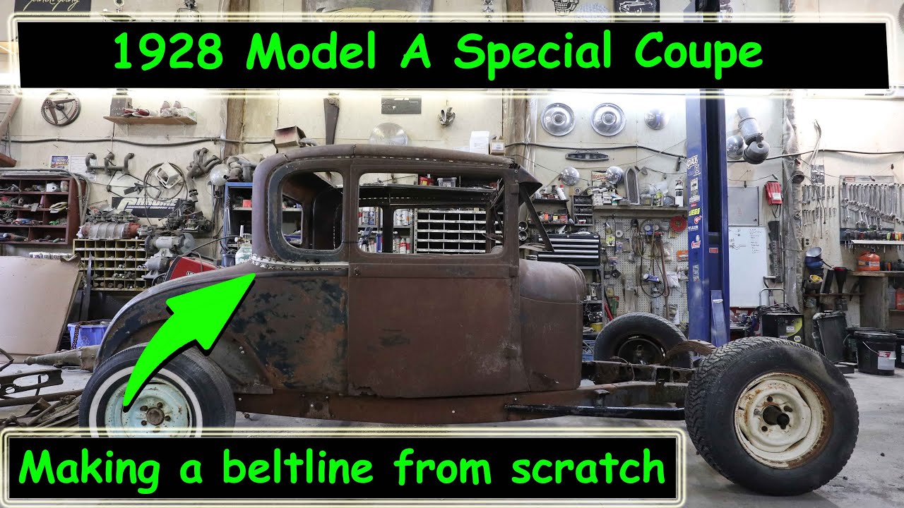 Making a belt line for the 1928 Model A special coupe and test fitting a frame under it.
