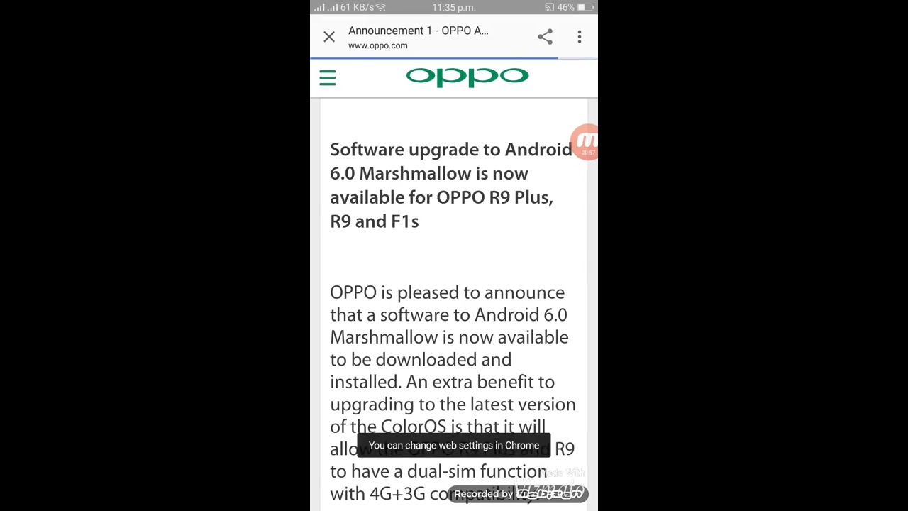 how to update oppo f1s 6.0