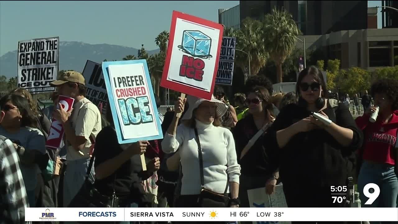 Hundreds show for UofA protest, march to downtown