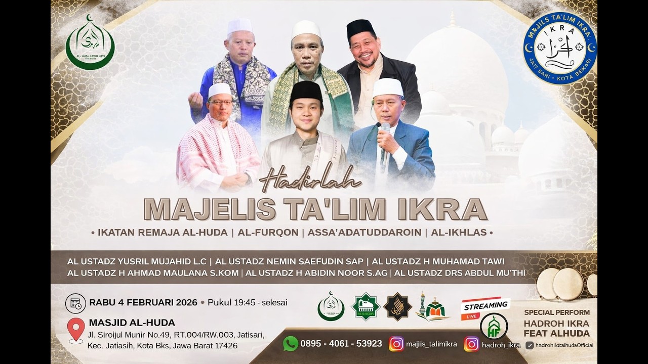 LIVE: Pengajian Ta'lim IKRA ( Ikatan Remaja ) Masjid : Lokasi   Masjid Alhuda ( 4 Februari 2026)