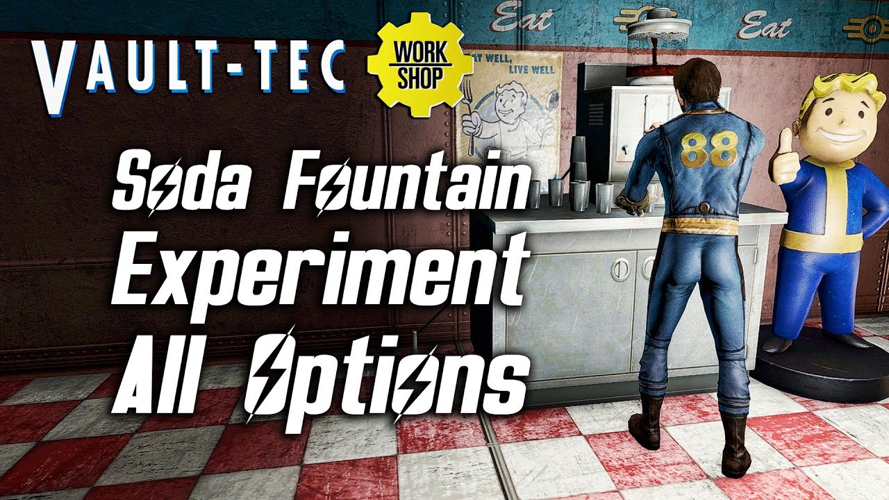 Fallout 4 Vault-Tec DLC - Soda Fountain Experiment - All Options & Reactions