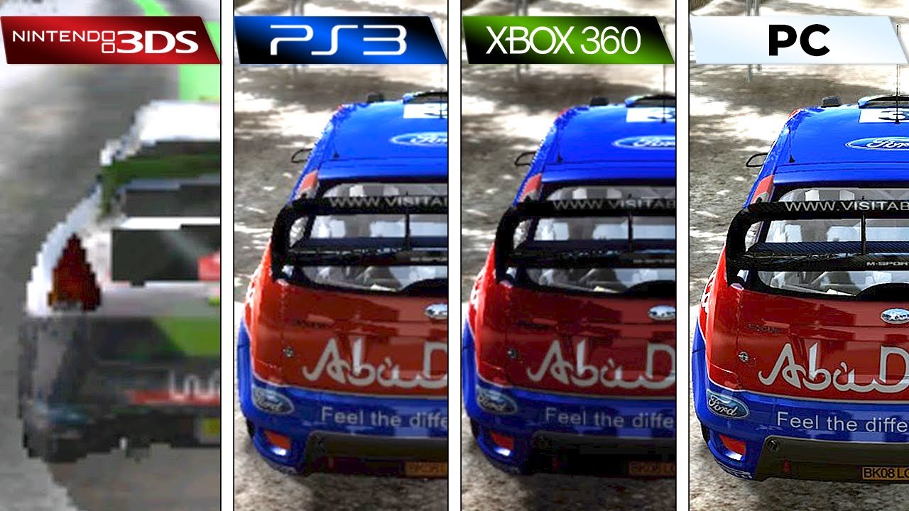 WRC FIA World Rally Championship (2010) 3DS vs PS3 vs XBOX 360 vs PC (Graphics Comparison)