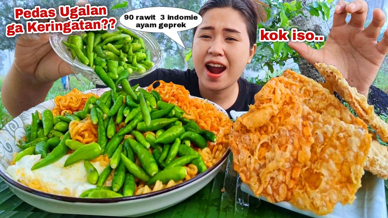 GIL4 90 CABE CAPLAK⁉️ MAKAN CABE RAWIT MENTAH MIE INDOMIE PEDAS MUKBANG