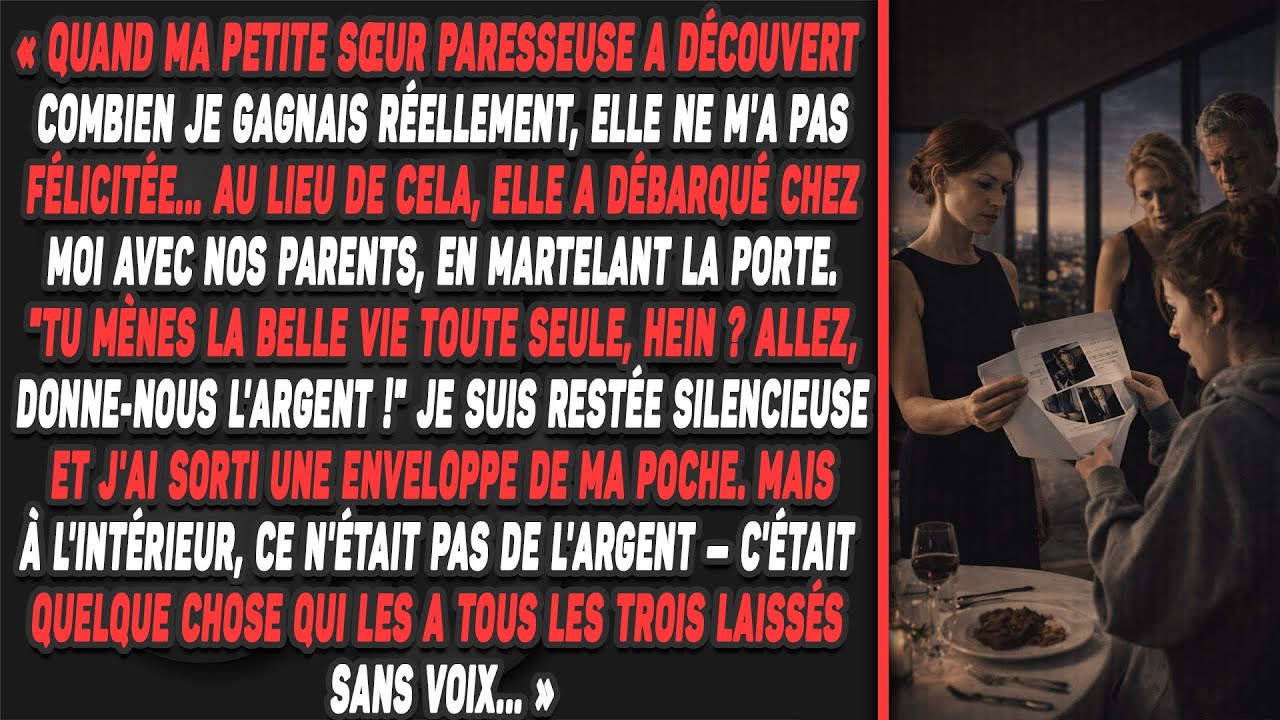 « Quand ma petite sœur paresseuse a découvert combien je gagnais réellement, elle ne m'a pas...