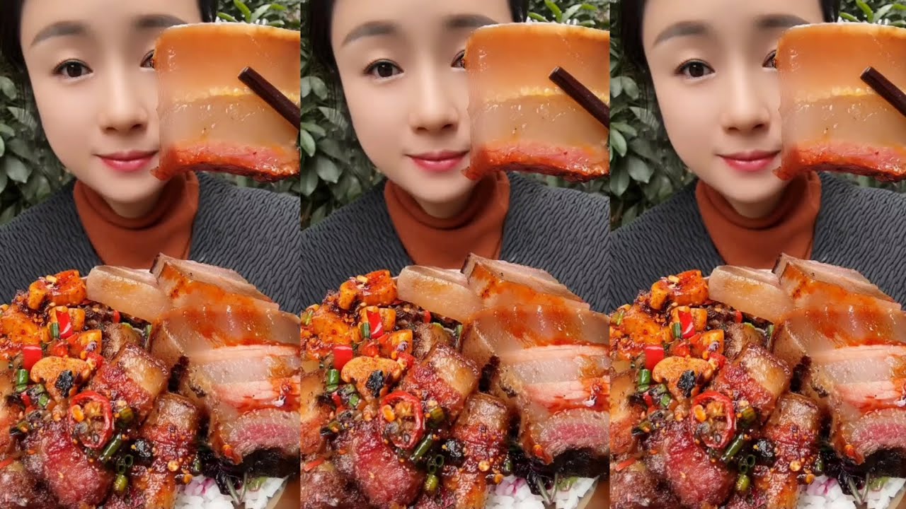 Homemade Mukbang 🔥 Eating Red Chili  Braised Pork Belly With Sauce Spicy 🥵 I Super Delicious! #asmr 