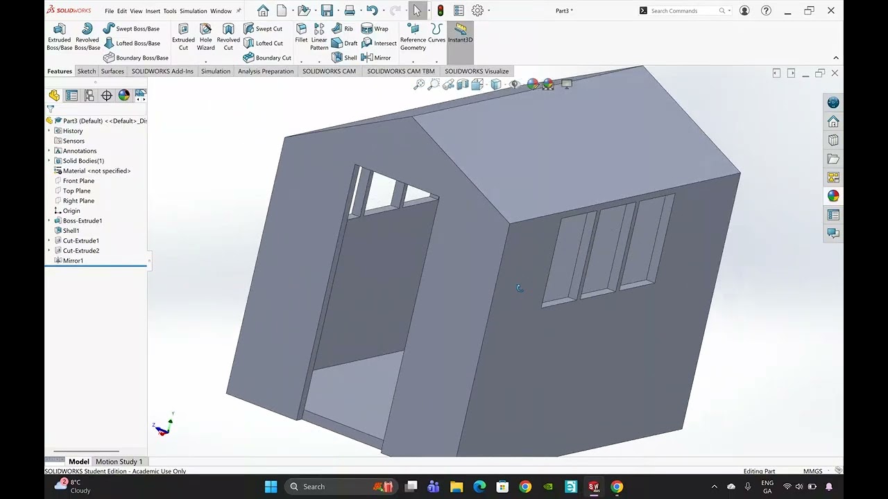 Solidworks - Basic Modelling 3 (Shed & First Aid Box)