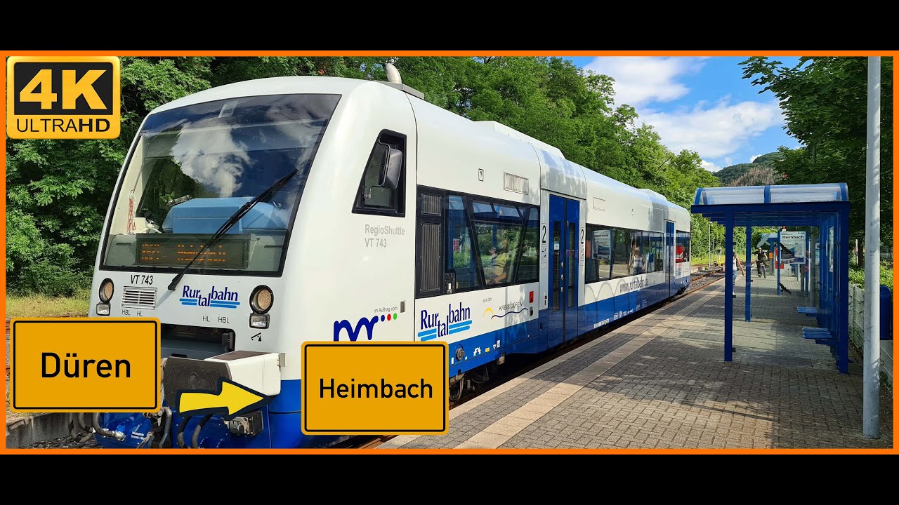 【4K】 Führerstandsmitfahrt Cab Ride Düren ZOB nach Heimbach  über Lendersdorf,Kreuzau,Obermaubach