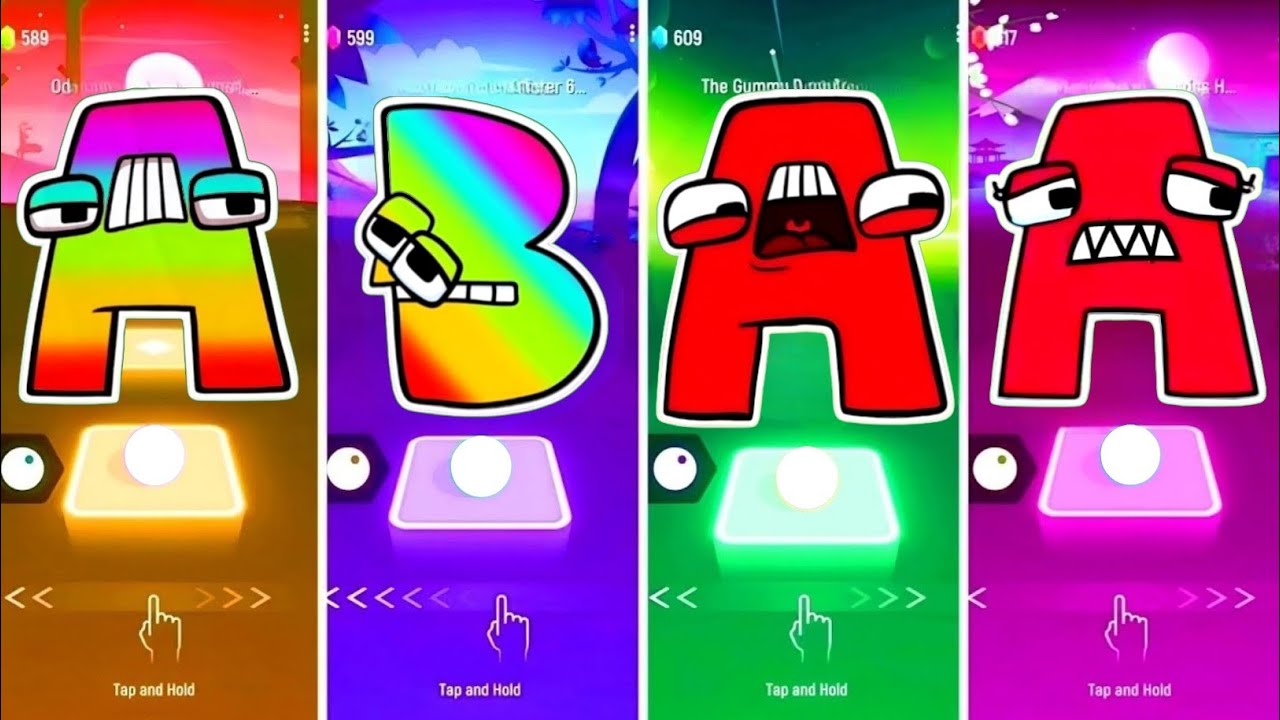 Rainbow-Alphabet-Lore-Mix-Colours-A🆚B🆚New-Red-Alphabet-Lore-A-Tiles Hop EMD Rush!