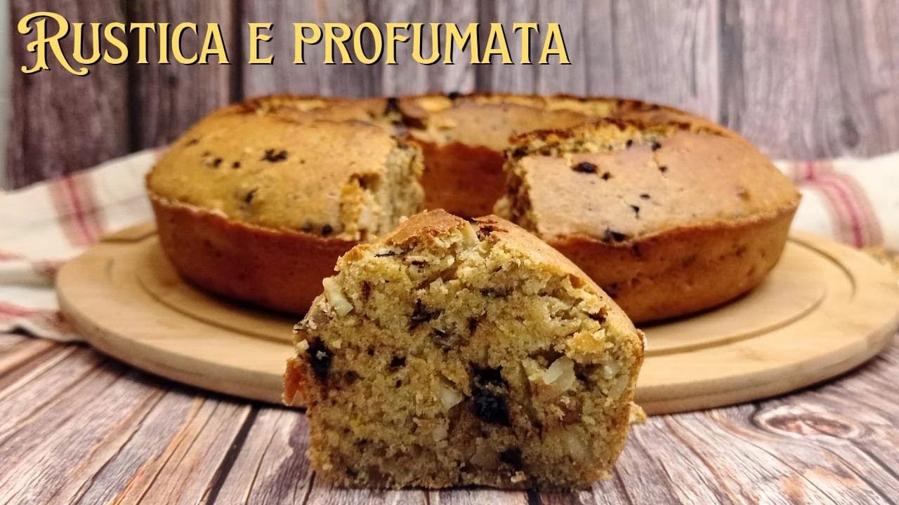 CIAMBELLA INTEGRALE ALL'ARANCIA CON FRUTTA SECCA E CIOCCOLATO Ricetta rustica facile