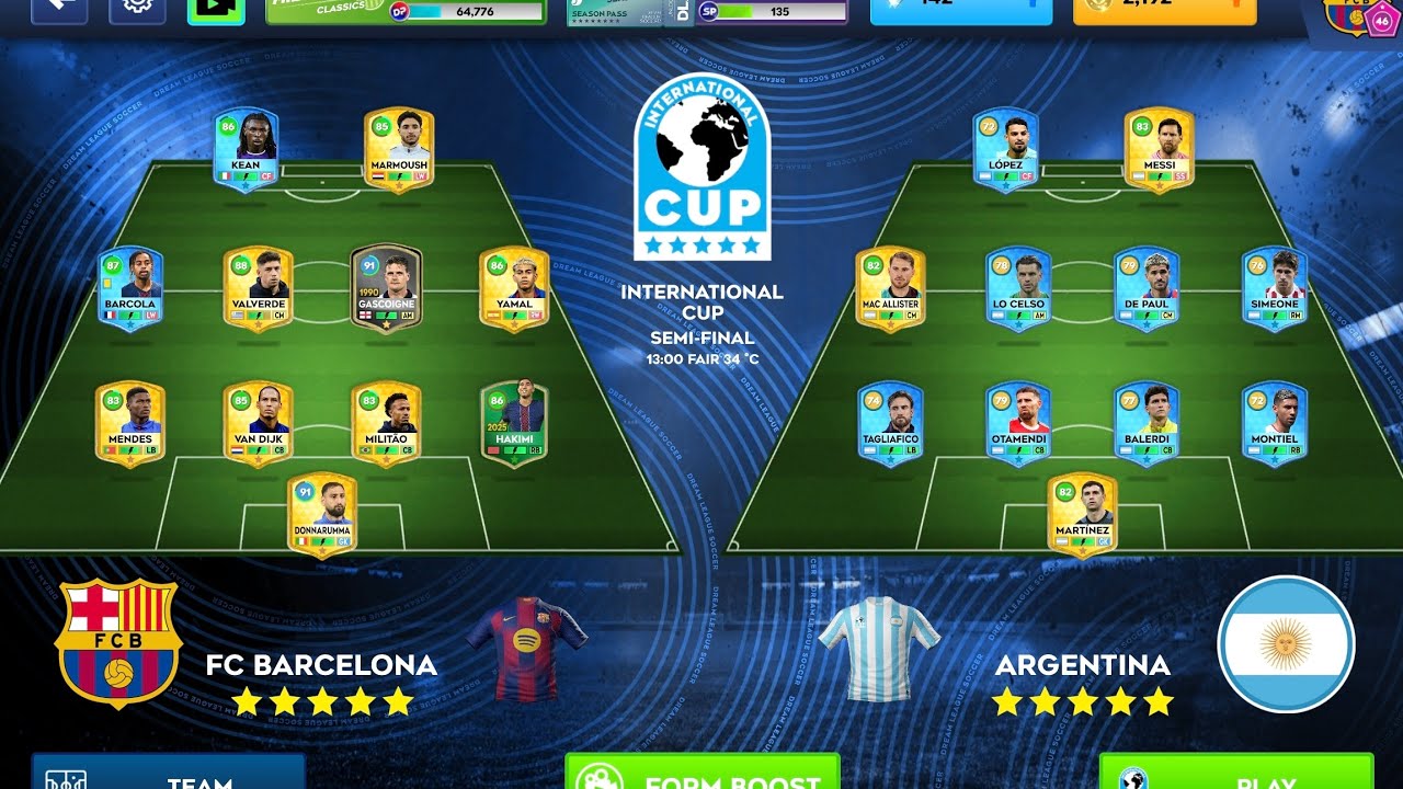 DLS 26 Gameplay| Game 92: Barcelona vs Argentina against Messi🐐