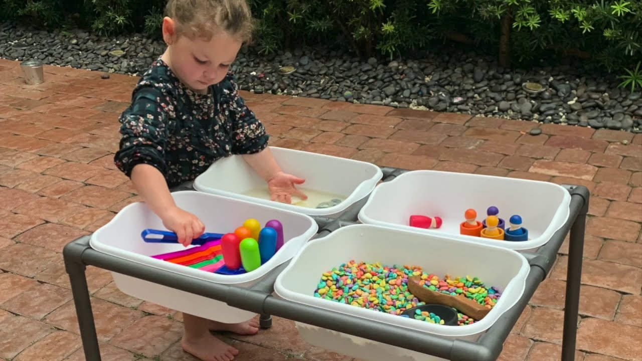 SENSORY TABLE WITH REMOVABLE BINS DIY
