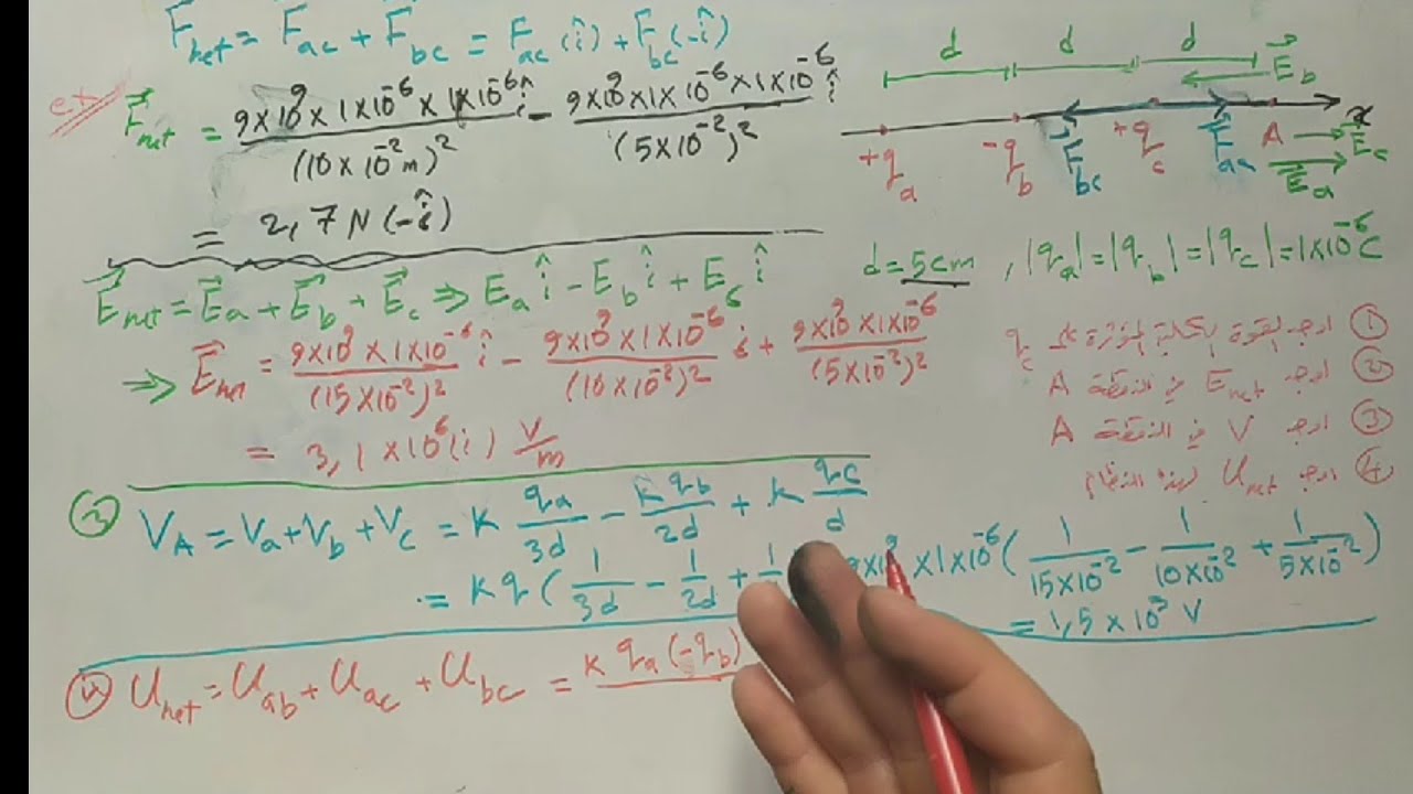 Electric potential due to a point charge. example .الجهد الكهربائي