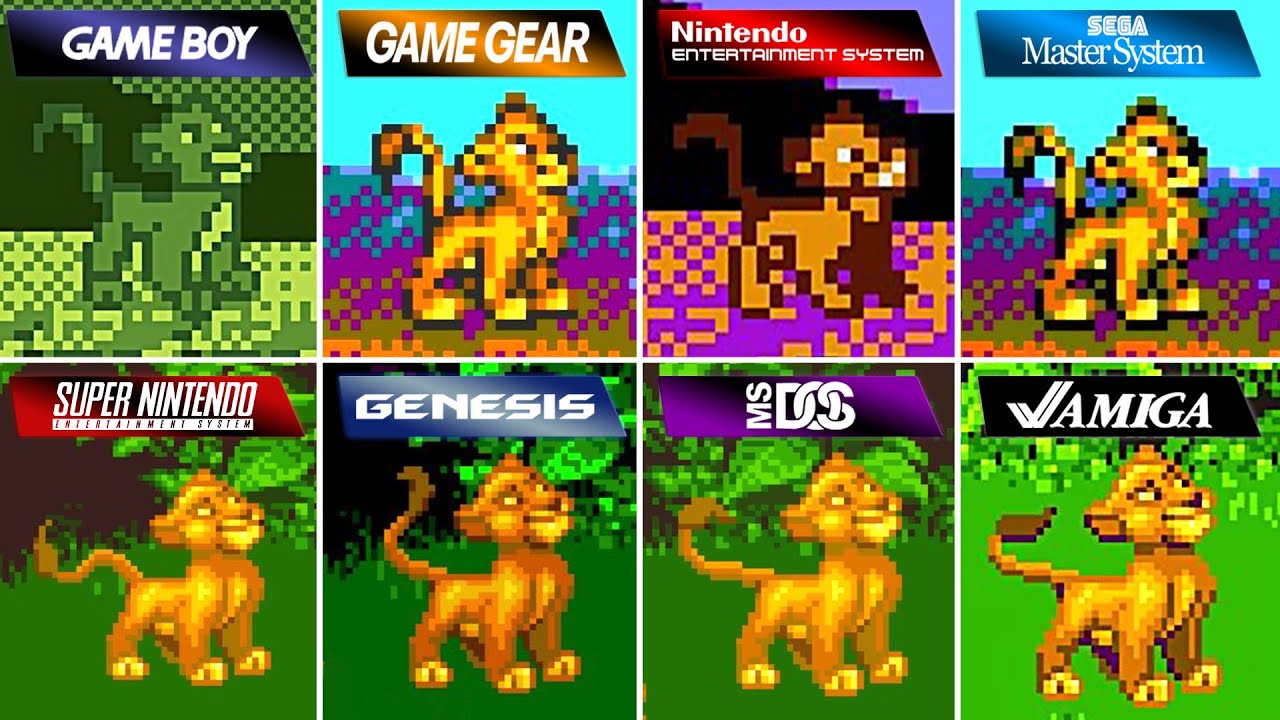 The Lion King (1994) Gameboy vs Game Gear vs NES vs Master System vs SNES vs Genesis vs DOS vs Amiga