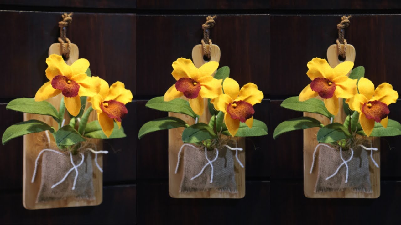 Hiasan dinding dari kain flanel | diy wallhanging | diy bunga flanel