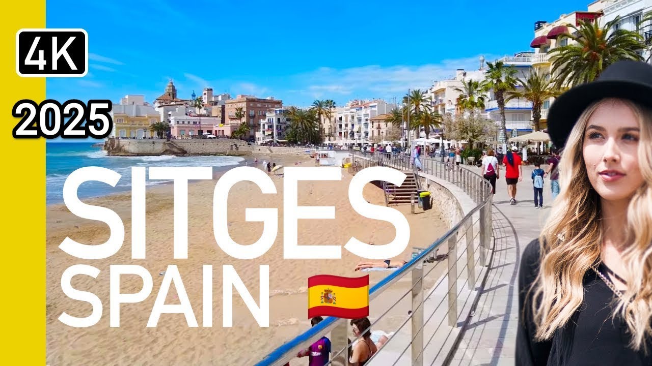 Barcelona Sitges Sunset Walk 🇪🇸 | No Talking, 4K ASMR City Sounds