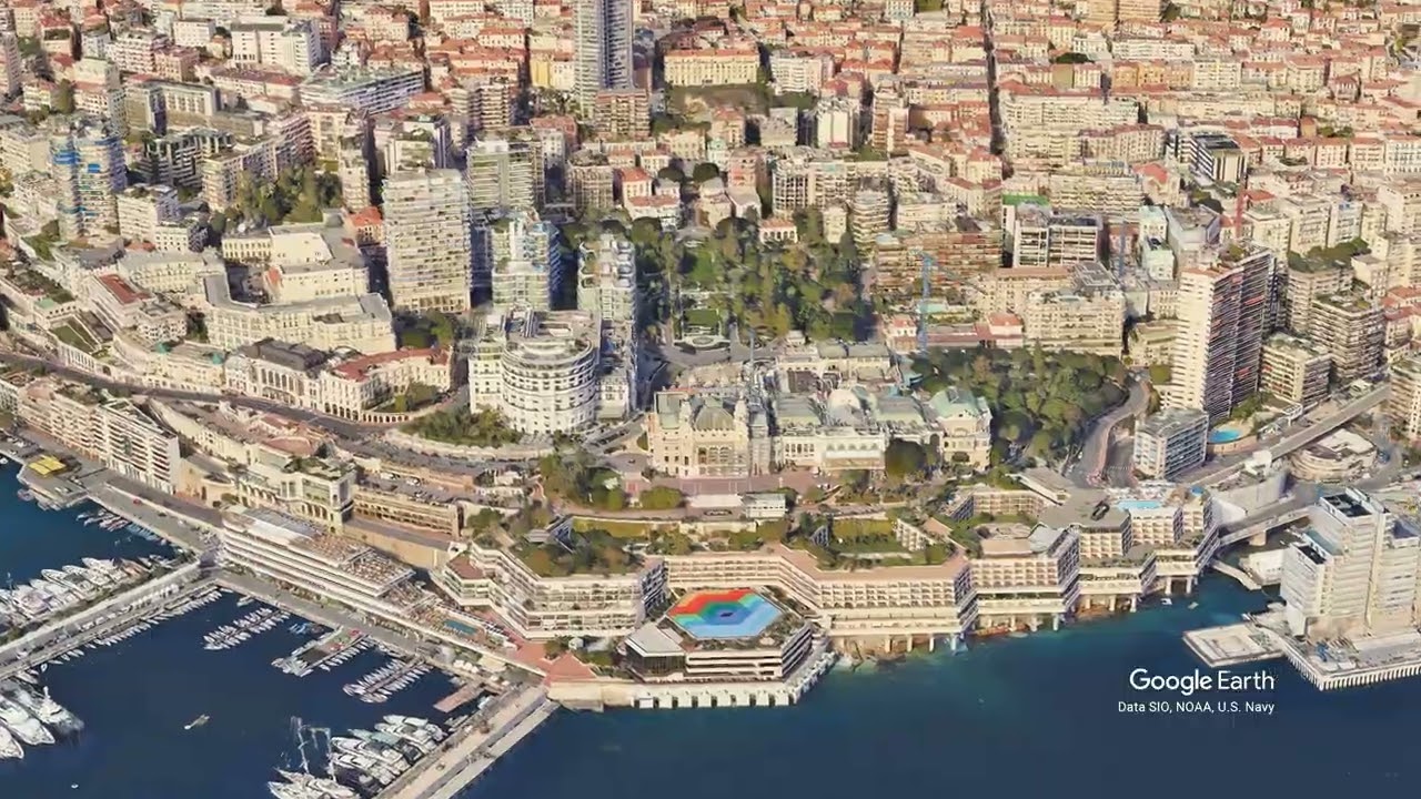 Flying over Montacarlo, Monaco, Casino 4K