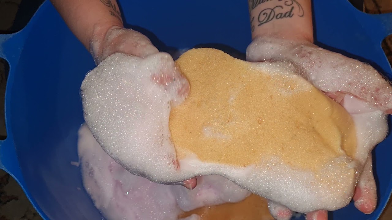 Asmr dettol with 3 car sponges 🧽