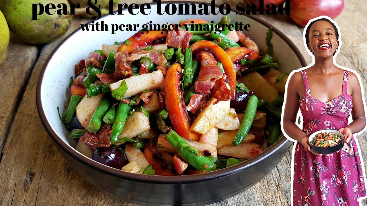 PEAR TREE TOMATO SALAD WITH PEAR GINGER DRESSING | KALUHI'S KITCHEN