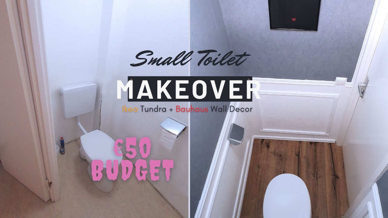 SMALL TOILET MAKEOVER⎜IKEA TUNDRA, BAUHAUS WALLPAPER & WALL SKIRTING