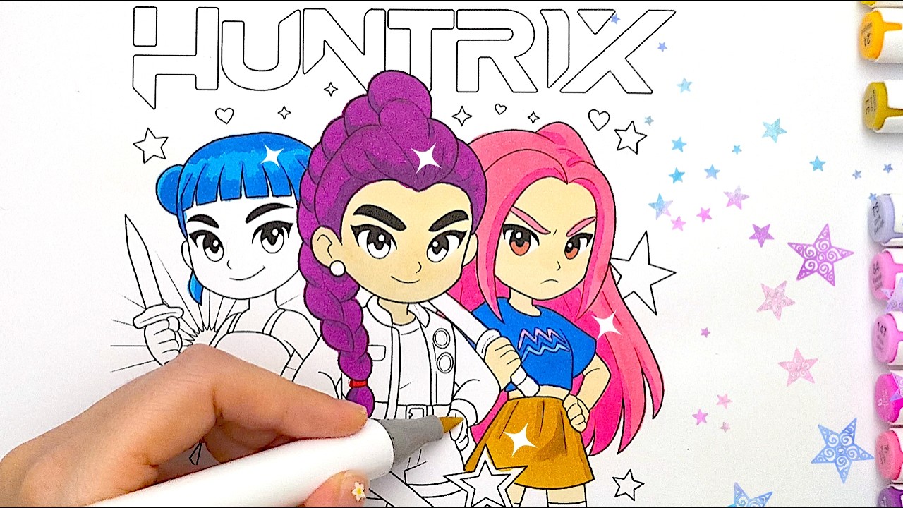 Relaxing K-Pop Character Coloring | Alcohol Marker Satisfying Art