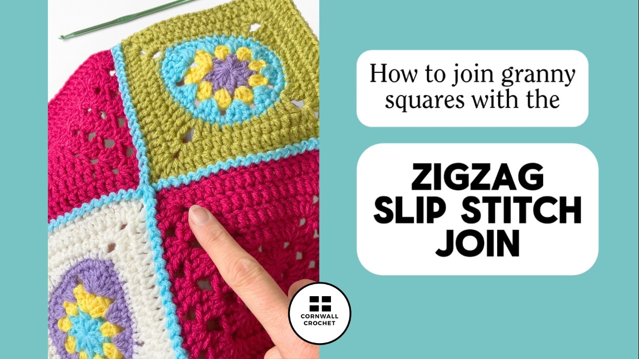 How to Join Granny Squares with the Zigzag Slip Stitch Join #crochet #crochettutorial