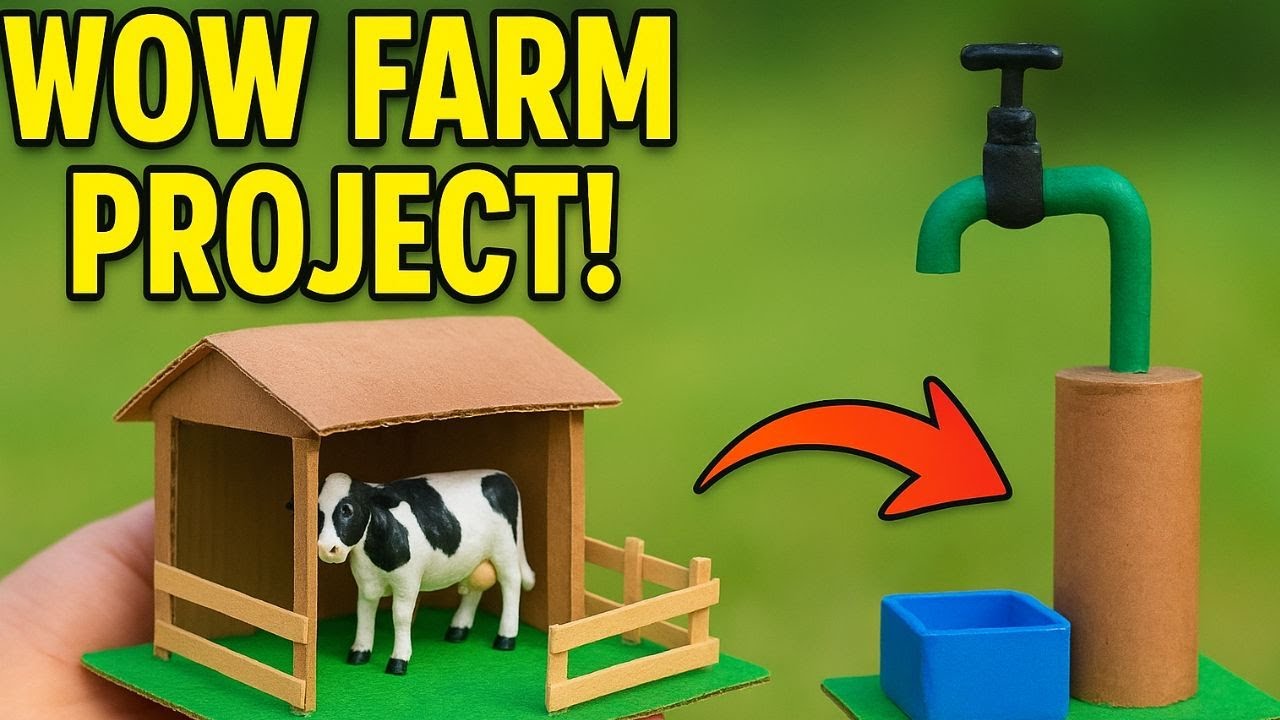 Cow Shed Model Using Cardboard | Easy Animal Farm Project for School