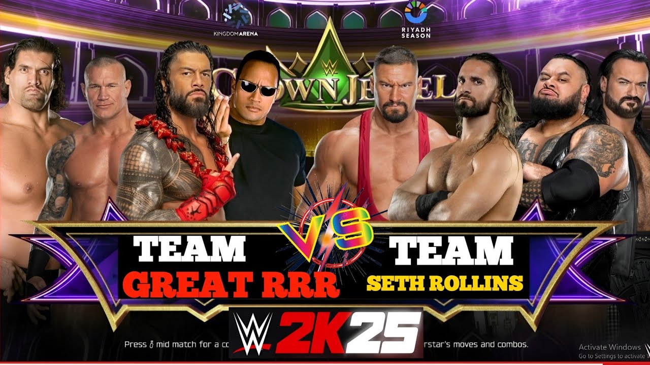 WWE 2K25-TEAM THE GREAT RRR(ROMAN REIGNS) VS TEAM SETH ROLLINS MATCH...