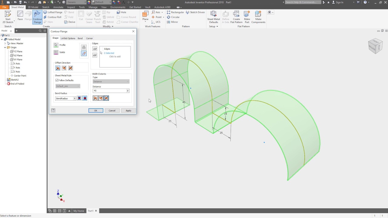Краткий совет по Autodesk Inventor: контурный фланец из листового металла