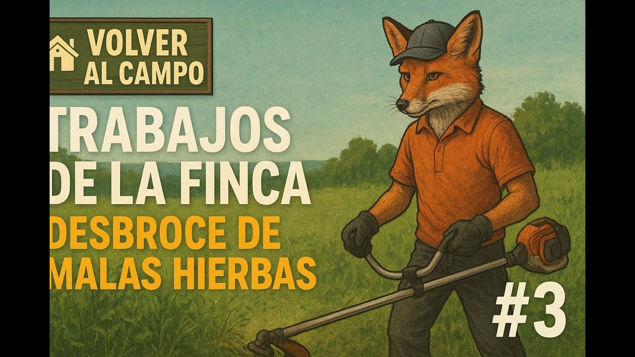TRABAJOS de la finca : DESBROCE de malas hiervas con hilo #3