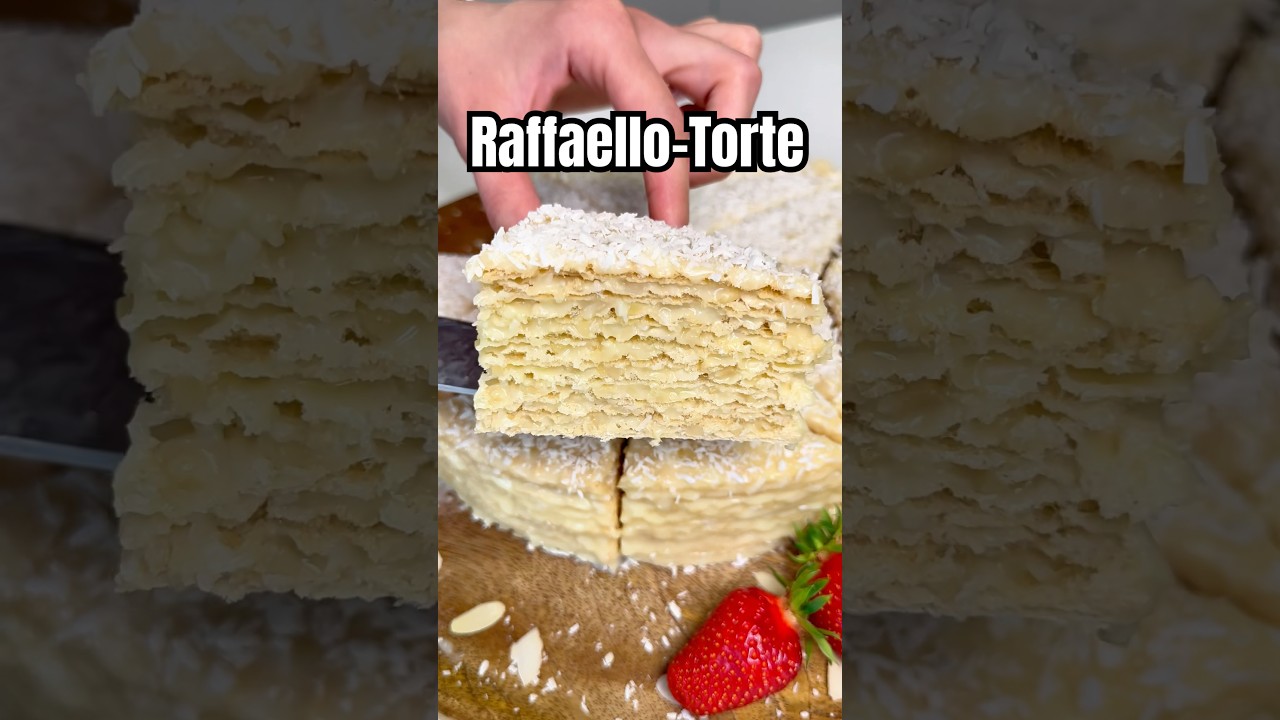 Raffaello-Wafeltorte ohne Backen 🥥😍 #shorts #raffaello
