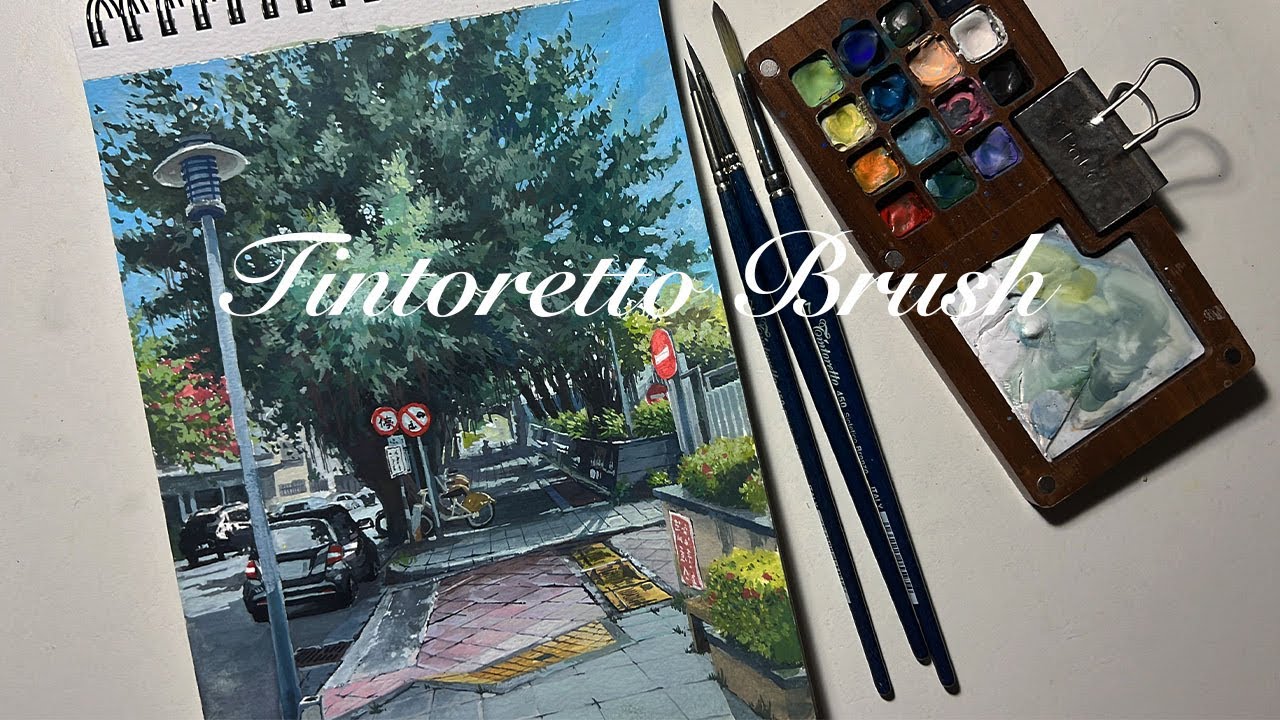과슈 그릴때 붓 딱 하나만 고르라면 전 이거, 띤또레또 브론즈 450 Tintoretto 450 Sintetico Bronzo brush review 🎨