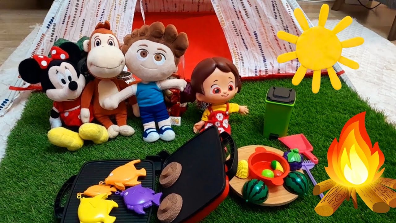 Defne ile oyun vakti, Niloya kukuli ve minie mouse piknikte mangal yakıyor!