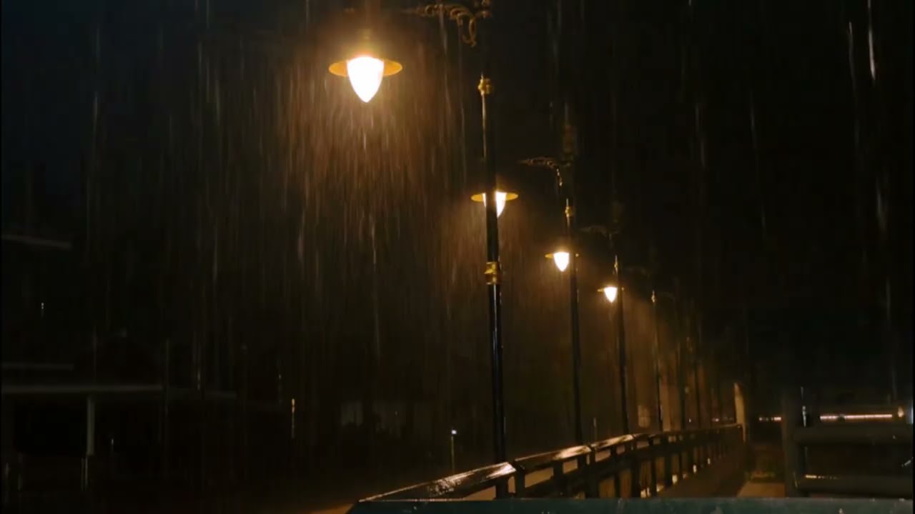 Heavy Rain at Night Under Street Lights | Relaxing Rain Sounds for Sleep & Study
