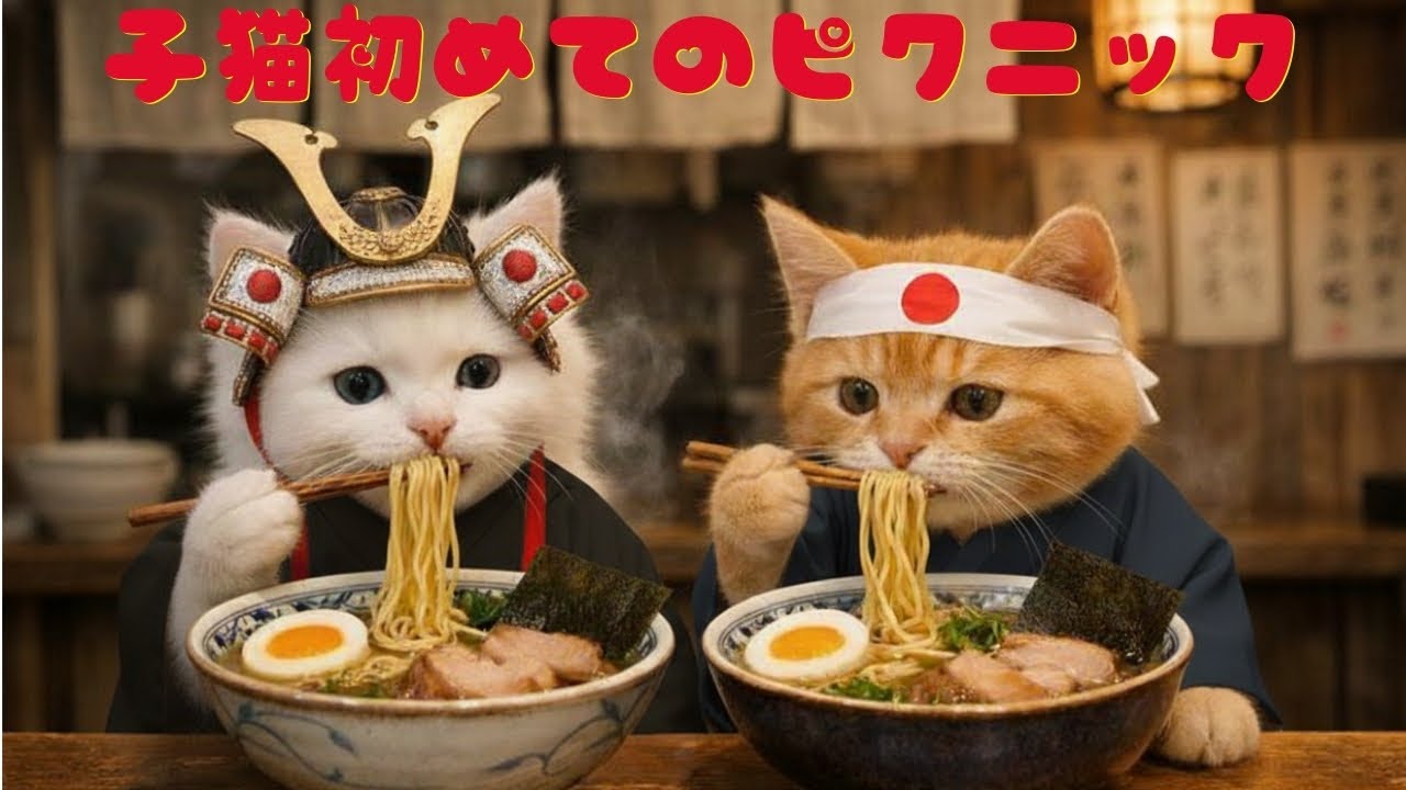 【猫ちゃん 家族】二匹の子猫初めてのピクニック Kitten Friends’ First Picnic Day
