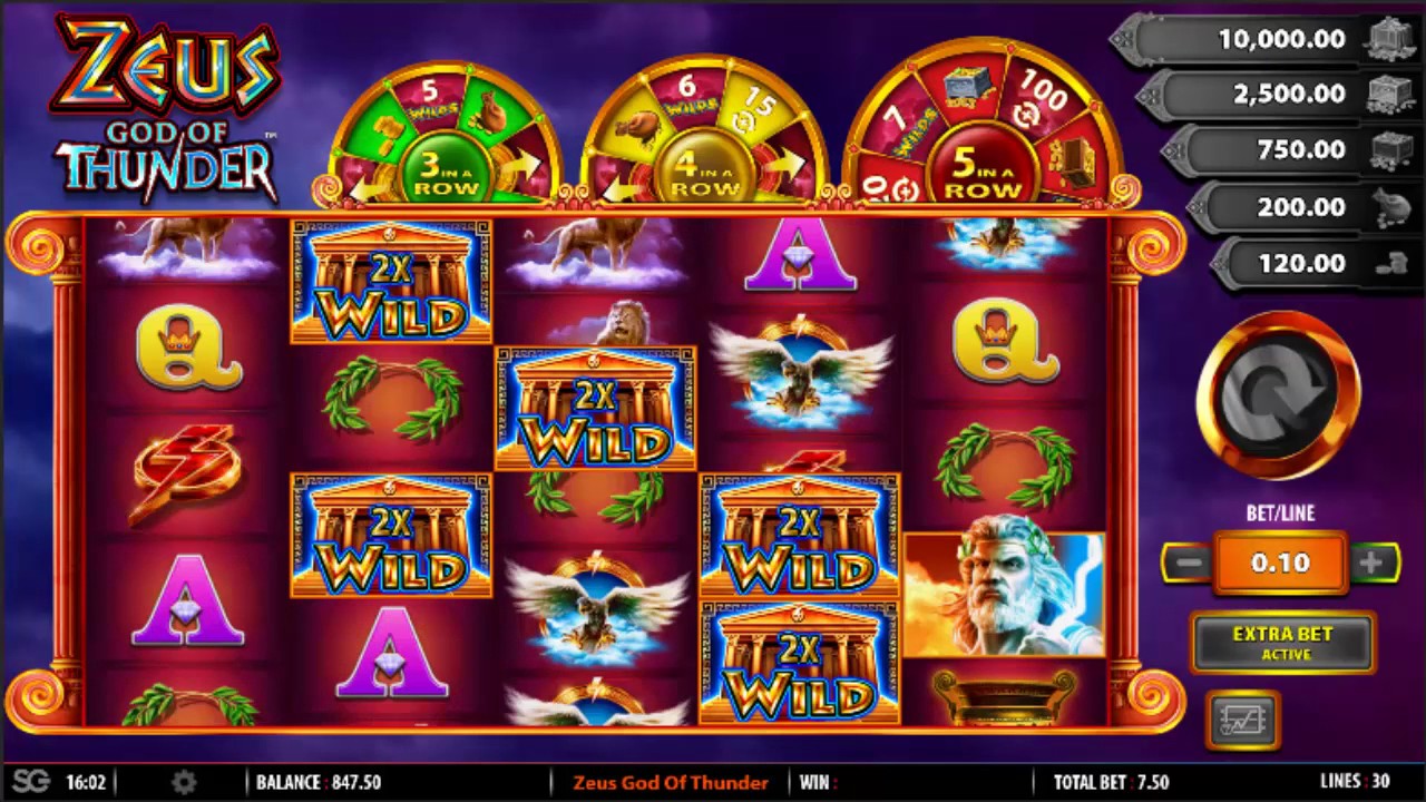 BIG WIN On Zeus God of Thunder Slot Machine From WMS
