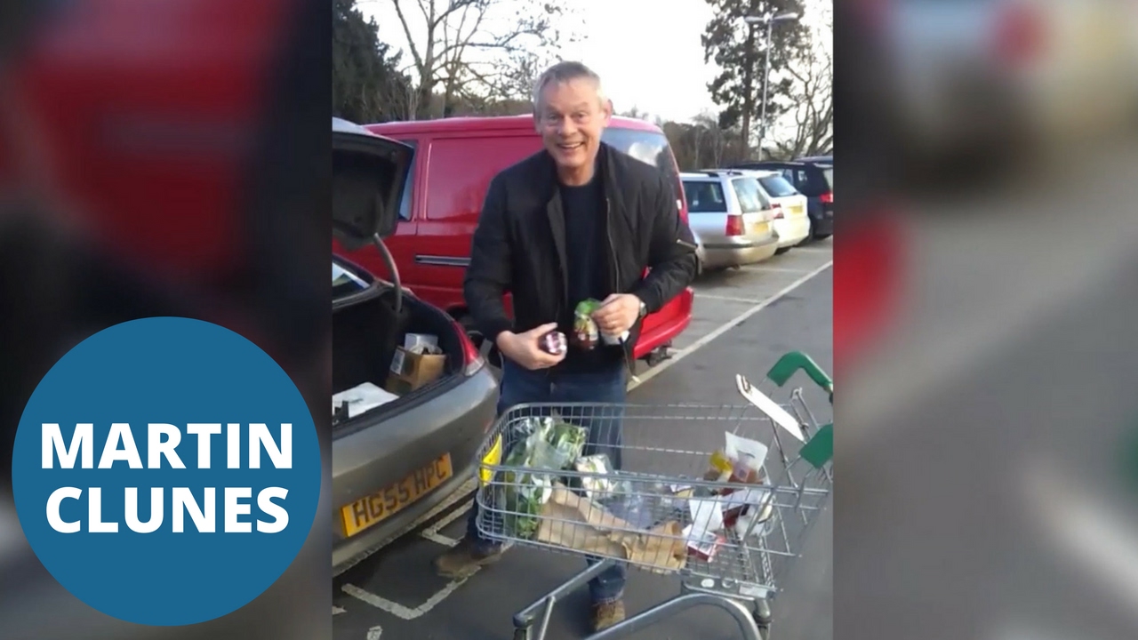 Martin Clunes harangued by shopper for parking in motorcycle bay