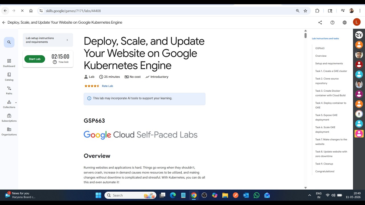 Развертывайте, масштабируйте и обновляйте свой веб-сайт на Google Kubernetes Engine || Лабораторн...