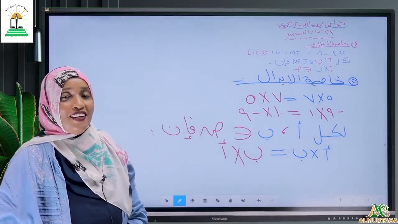 المنهج السودانى الصف السادس إبتدائي -ماده الرياضيات-خواص عملية الضرب فى مجموعة الأعداد الصحيحه