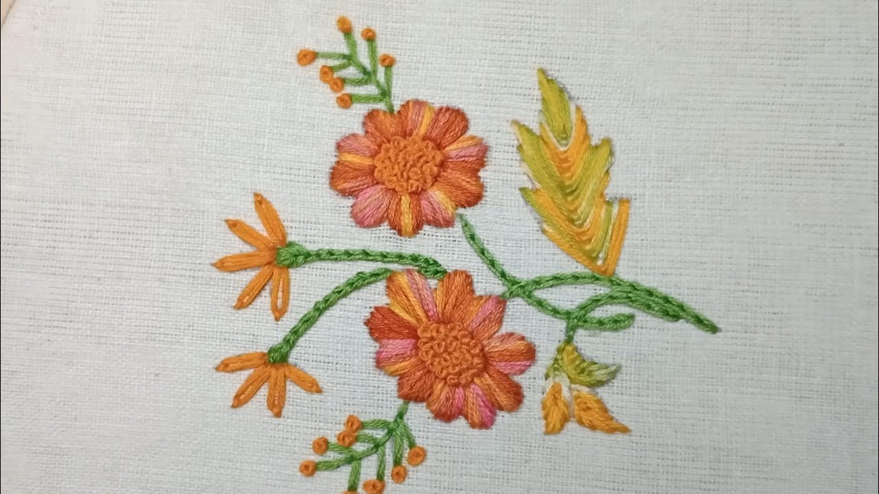 Simple Yet Beautiful Floral Hand Embroidery | Pretty Garden Style Hand Embroidery Design