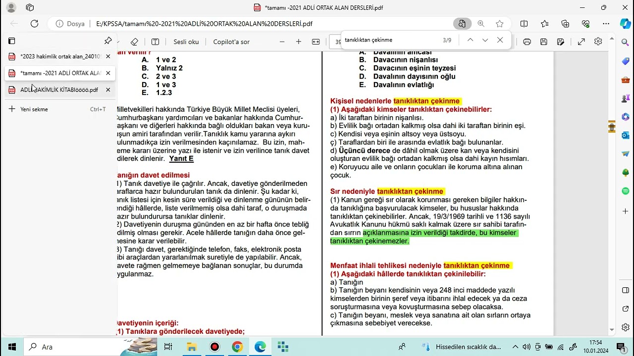 2023 Çıkmış Ortak Alan Hukuk Muhakemeleri Kanunu, Medeni Hukuk Soru Çözümleri