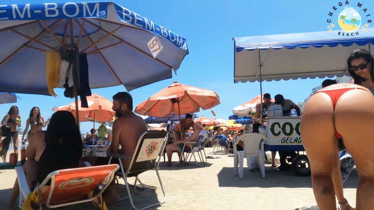 4K Walking Beach Brasil – Pessoas, Mar e Sons Reais da Praia