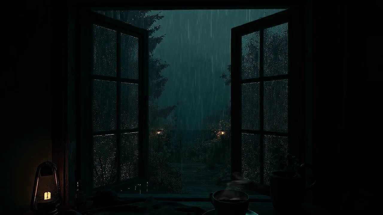 Peaceful Rainy Forest Night Window 🌲 | Rain Sounds for Anxiety Relief & Sleep (NO ADS)