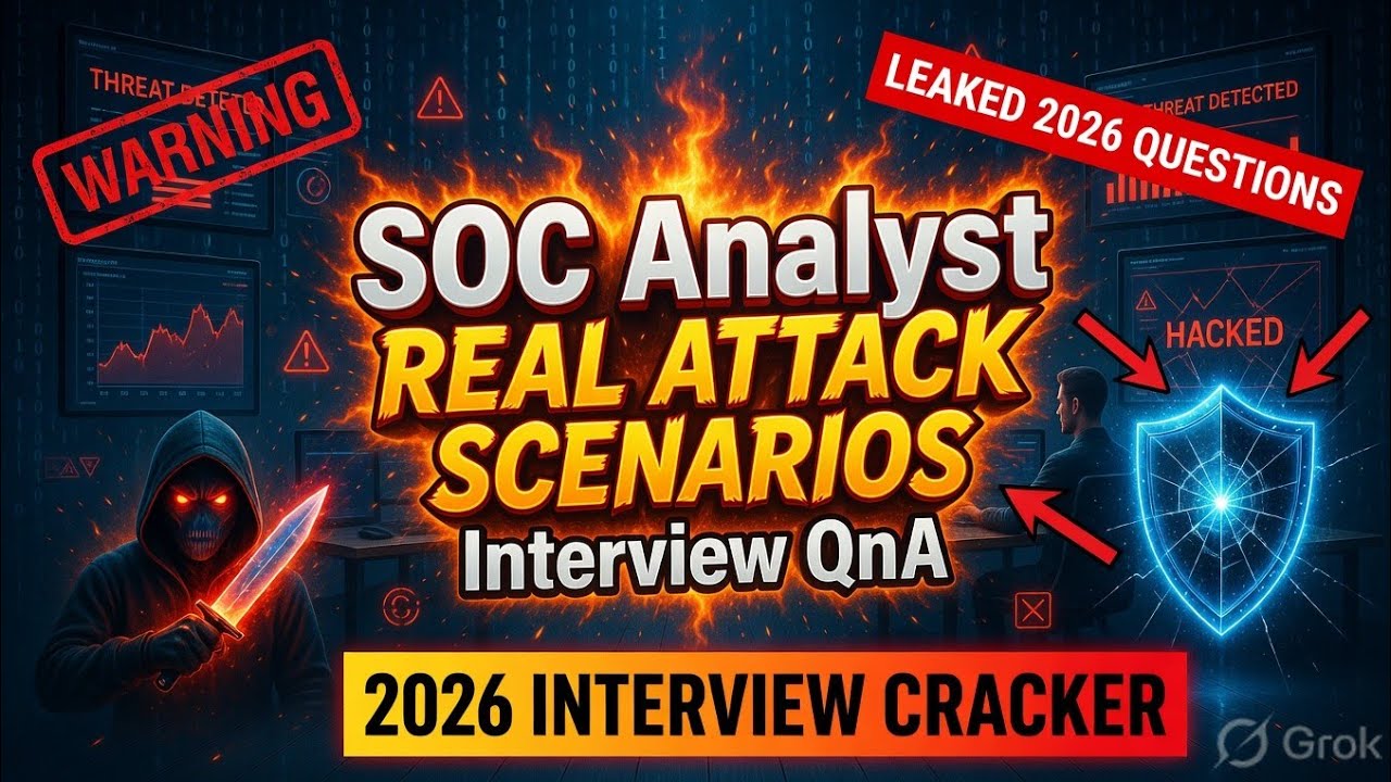 SOC Analyst Scenario-Based Interview Questions & Answers (2026) | SOC Analyst Interview Question